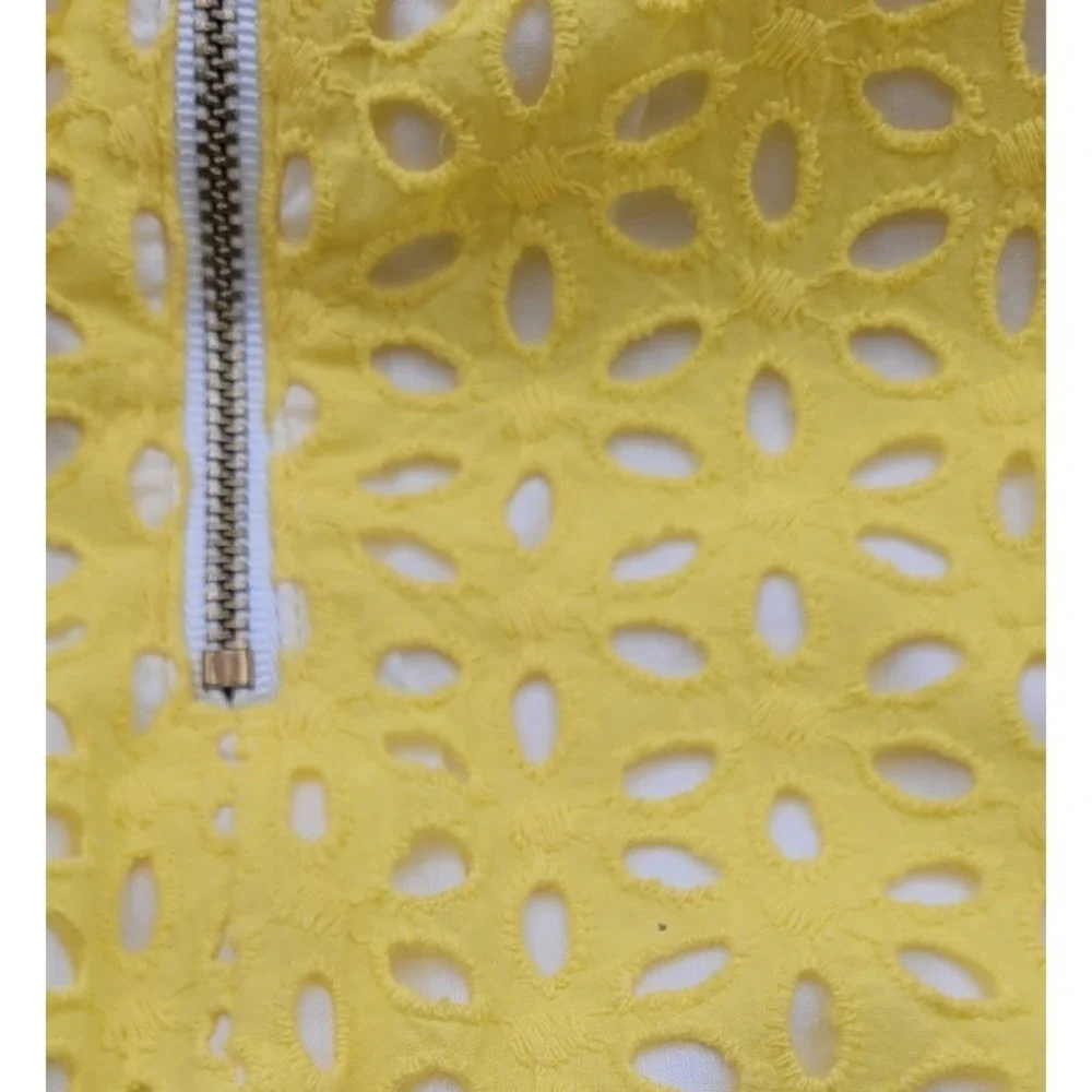 Lilly Pulitzer Blossom Strapless Dress Yellow Eyelet Fit Flare Size 6 Summer - Picture 11 of 11